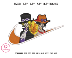 Sabo and Ace Anime Embroidery Design, Nike Anime Embroidery Designs 43