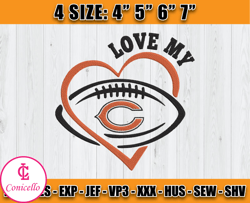 Chicago Bears Embroidery, NFL Chicago Bears Embroidery, NFL Machine Embroidery Digital, 4 sizes Machine Emb Files - 08 K