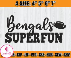 Bengals Superfun embroidery design, Bengals Embroidery, Football Embroidery, Design 07 -Conicello