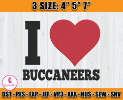 I Love Buccaneers Embroidery File, Tampa Bay Buccaneers Logo Embroidery, Nfl Embroidery Patterns, Sport Embroidery