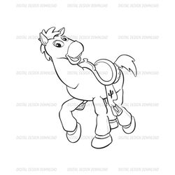 Disney Cartoon Toy Story Character Woody Horse Bullseye Toy Silhouette SVG