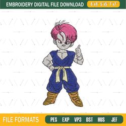 God Trunks Anime Embroidery Design png