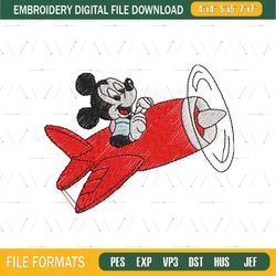 Mickey Airplane Embroidery Design Png