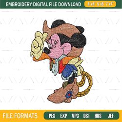 Disney Cowboy Mickey Mouse Embroidery File Png