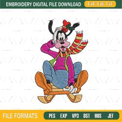 Christmas Goofy Sleigh Ride Embroidery Png