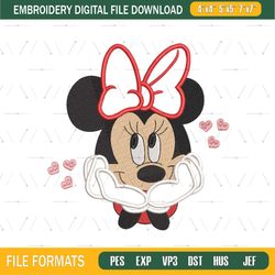 Minnie Mouse Red Heart Embroidery Png
