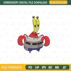 Mr. Krabs Character Embroidery Png