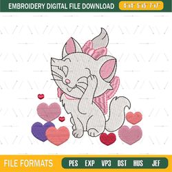 Love Heart Aristocats Marie Embroidery Png