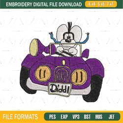 Cartoon Mouse Diddl Purple Car Embroidery