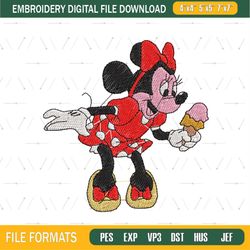 Minnie Mouse Ice Cream Embroidery File Png