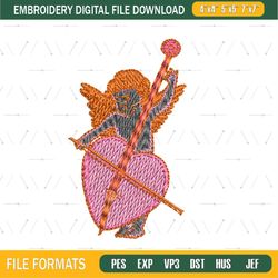 Cupid With Instrument Embroidery Png