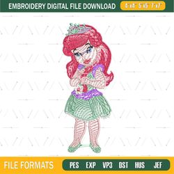 Young Princess Ariel Embroidery Png