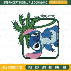 Stitch and Palm Tree Embroidery Png