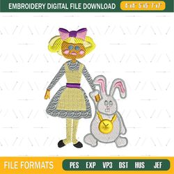 Alice and Mr. White Rabbit Embroidery Png