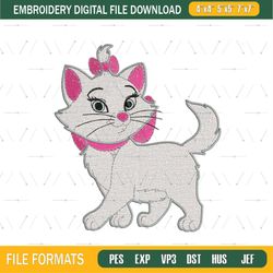 Marie The Aristocats White Kitten Embroidery Png