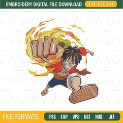 Luffy Punch Anime Design Embroidery File png