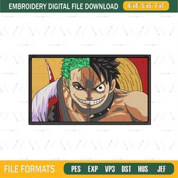 Luffy x Zoro Anime Embroidery Design png