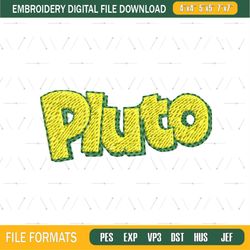 Pluto Logo Embroidery Design Png
