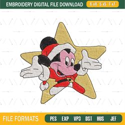 Santa Mickey Mouse Star Embroidery