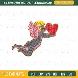 Cupid Carrying A Heart Embroidery