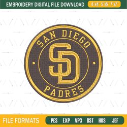 MLB San Diego Padres Team Embroidery Design, MLB Embroidery Files