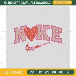 Nike Heart Embroidery Designs, Nike Valentine Embroidery Design File ,Nike Embroidery Design,Embroidery Design,Embroider