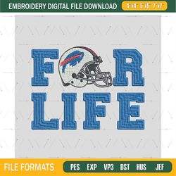 Buffalo Bills For Life embroidery design, Buffalo Bills embroidery, NFL embroidery, sport embroidery, embroidery design,