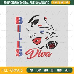 Diva Buffalo Bills embroidery design, Buffalo Bills embroidery, NFL embroidery, sport embroidery, embroidery design,