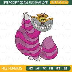 Pink Cheshire Cat Embroidery Png