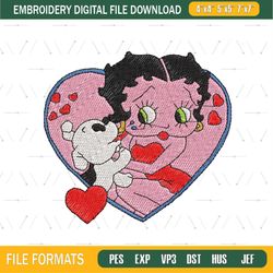Betty Boop With Dog Machine Embroidery Png