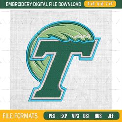 Tulane Green Wave embroidery design