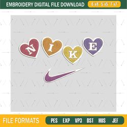 Nike heart embroidery design Png