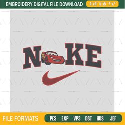 Lightning McQueen Nike embroidery design, logo embroidery, Nike design