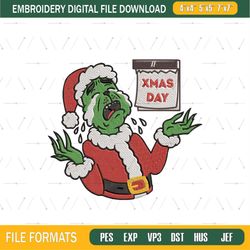 Grinch Cry Xmas Day Embroidery Designs