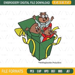 The Chipmunks Christmas Gift Embroidery Png
