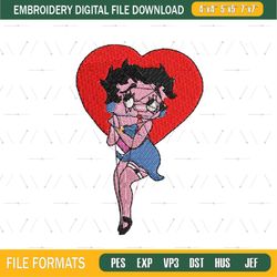 Love Heart Betty Boop Girl Embroidery File Png