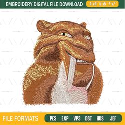 Smiling Face Ice Age Diego Embroidery png