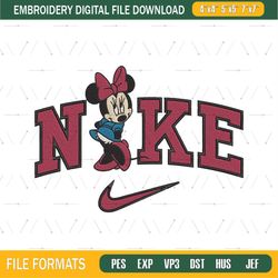 Nike Minnie Mouse Embroidery Designs, Disney Embroidery Design File Instant Download,Embroidery Png