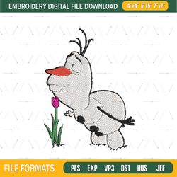 Olaf Smelling Flower Embroidery