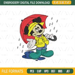 Mickey Mouse Cover Rain Weather Embroidery File