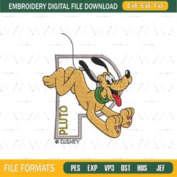 Alphabet Badge Pluto Dog Disney Embroidery