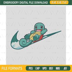 Squirtle Nike embroidery design, Pokemon embroidery