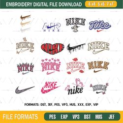 Nike embroidery design bundle file, Swoosh nike embroidery design pes, Nike Embroidery Bundle, Nike Logo Brand pcs,
