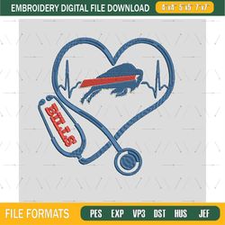 Stethoscope Buffalo bills embroidery design, Bills embroidery, NFL embroidery, logo sport embroidery