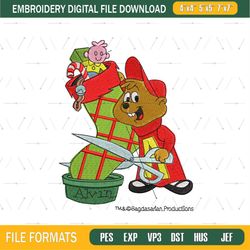 Alvin Cutting Christmas Sock Embroidery Png