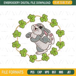 Clover Rabbit Thumper Embroidery Png