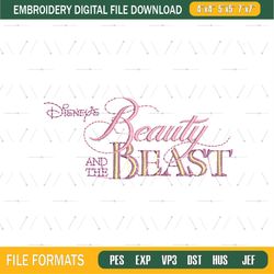 Disney Beauty and The Beast Logo Embroidery Png