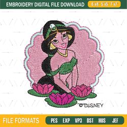 Disney Princess Jasmine Lotus Embroidery