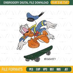 Skateboarding Donald Duck Embroidery