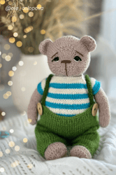 Teddy Bear knitting PATTERN PDF, knitted animal toy, 28cm, knit cute bear, knitting tutorial
